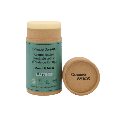 Crème solaire minérale solide SPF50 à l'huile de Karanja