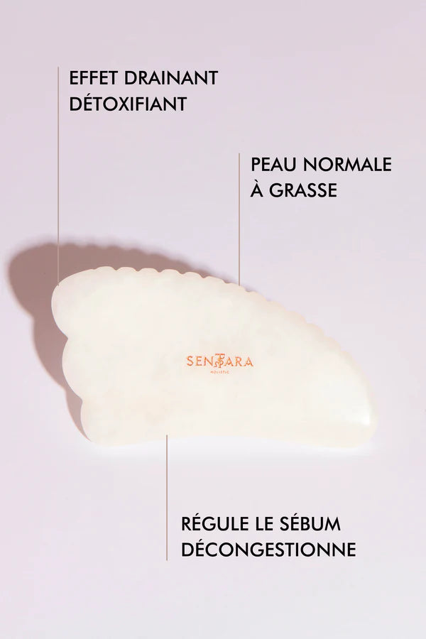 GUA SHA JADE BLANC CORNE A DENTS