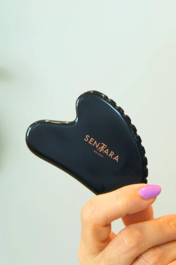 Gua Sha Coeur à Dents - Obsidienne Noire
