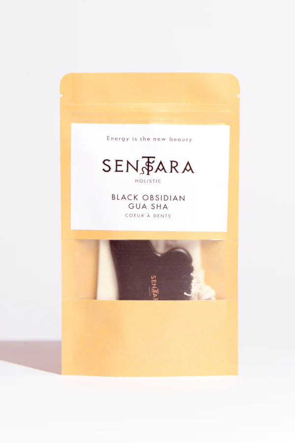 Gua Sha Coeur à Dents - Obsidienne Noire