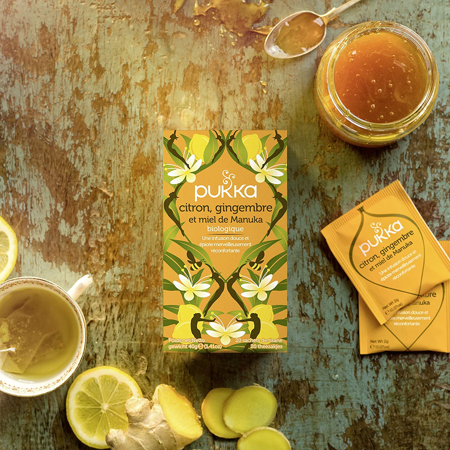 Infusion Citron Gingembre & Miel de Manuka BIO - boîte de 20 sachets