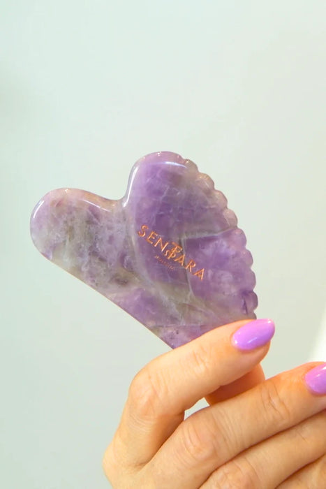 Gua Sha amethyste cœur a dents