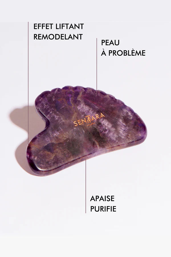 Gua Sha amethyste cœur a dents