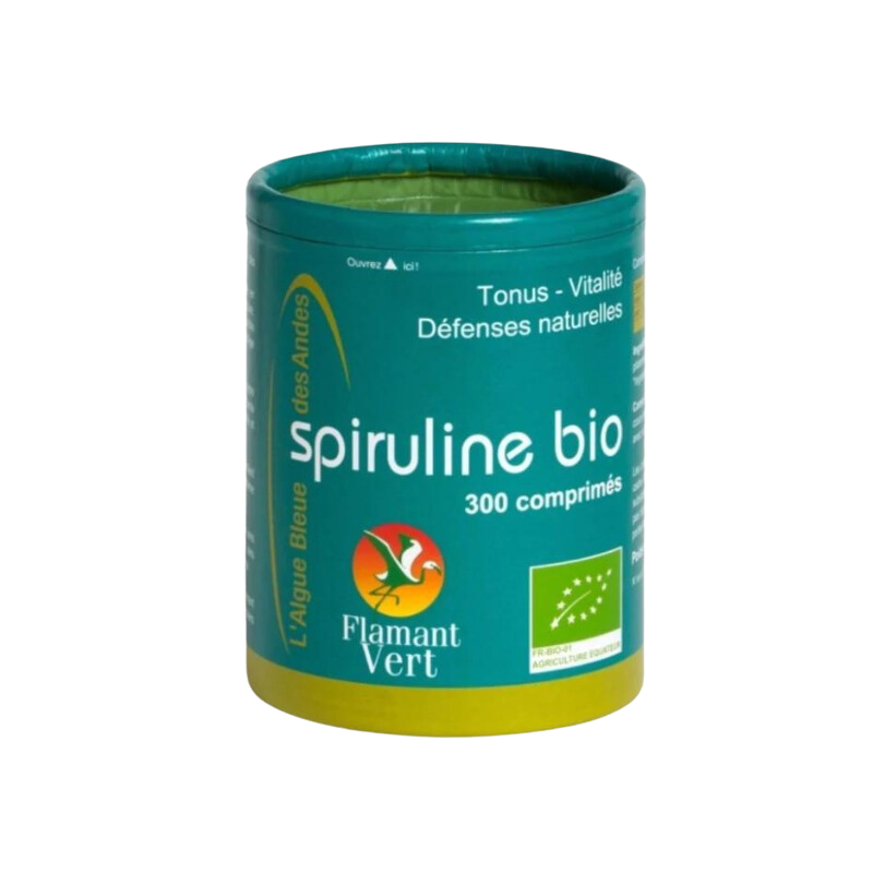 Spiruline certifiée Ecocert 500mg - 300 comprimés - Flamant vert