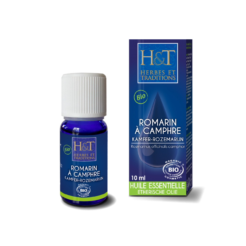 Huile Essentielle Romarin camphré (Rosmarinus camphre) BIO - Flacon 10 ml - Herbes & traditions