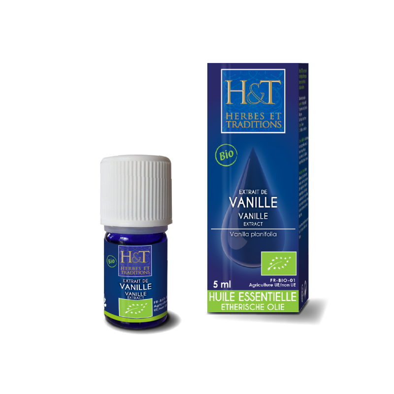 Huile Essentielle Vanille (Vanilla planifolia) Oléorésine hydrosoluble Bio - 5 ml - Herbes & traditions